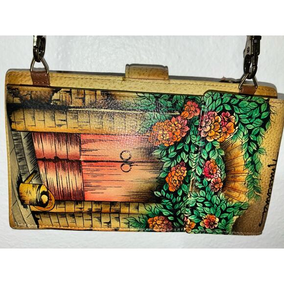 Anushka crossbody Handbag Cell Phone Credit Card Holder Bicycle Garden Print - Picture 2 of 11